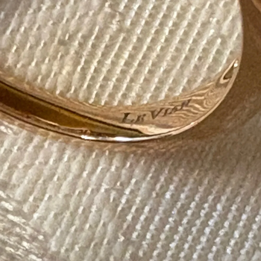 LeVian 14k Strawberry Gold Ring Blue stone surrounded by Diamonds & Baguettes - Picture 9 of 11